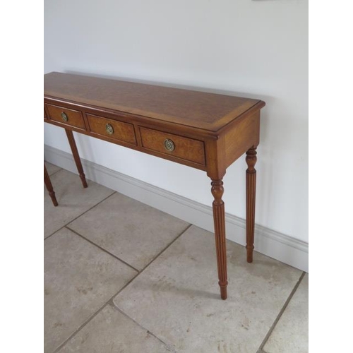 37 - A new four drawer hall table on turned reeded legs made by a local craftsman to a high standard, 77c... 