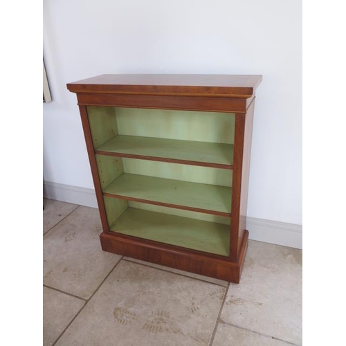 41 - A new walnut open bookcase with a painted interior and adjustable shelving made by a local craftsman... 