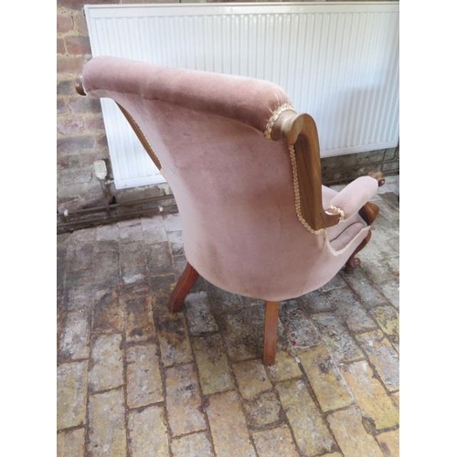 79 - A Victorian upholstered open armchair, 90cm tall x 64cm wide