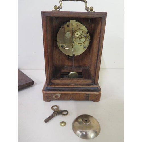 154 - An early 19th century French marquetry inlaid rosewood carriage clock, the movement engraved Meyer P... 