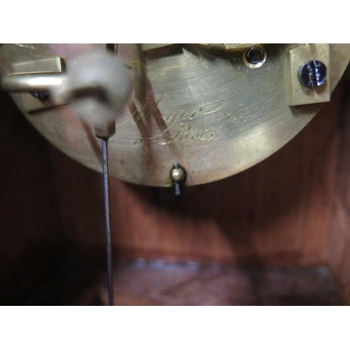 154 - An early 19th century French marquetry inlaid rosewood carriage clock, the movement engraved Meyer P... 