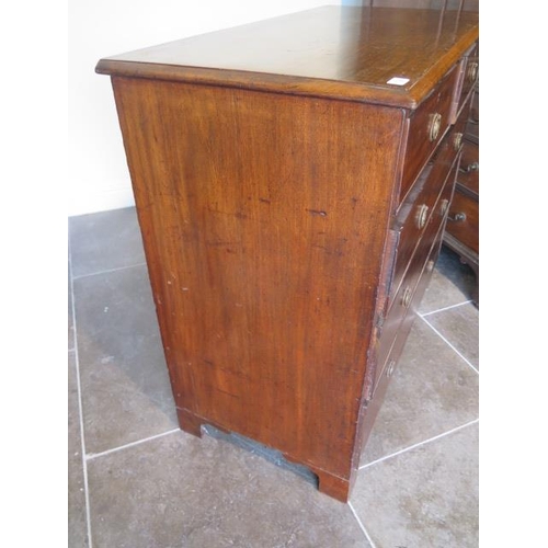 88 - A 19th century mahogany five drawer chest on bracket feet, 99cm tall x 109cm x 54cm, some age relate... 
