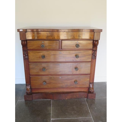 86 - A Victorian mahogany Scottish chest with a serpentine fronted drawer above five further drawers on a... 