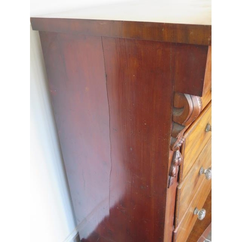 86 - A Victorian mahogany Scottish chest with a serpentine fronted drawer above five further drawers on a... 