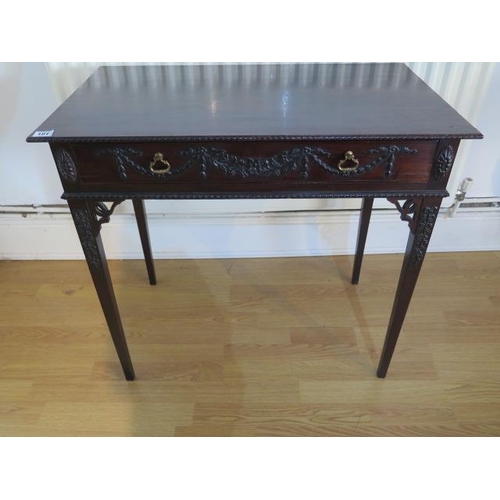 101 - An Edwardian mahogany single drawer side table on square tapering legs, 72cm tall x 76cm x 44cm, gen... 
