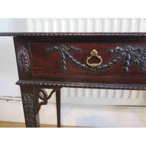 101 - An Edwardian mahogany single drawer side table on square tapering legs, 72cm tall x 76cm x 44cm, gen... 