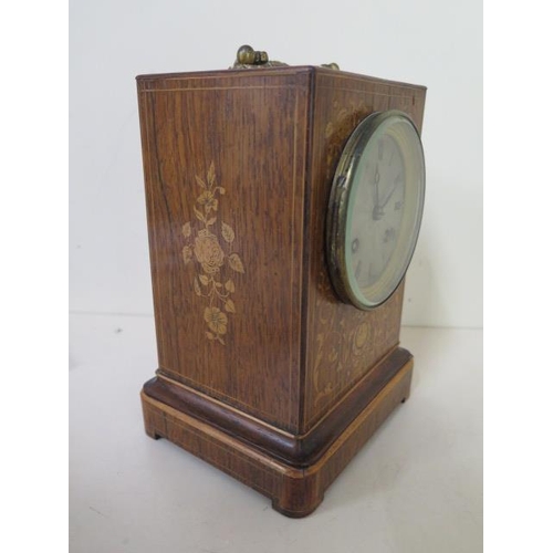 154 - An early 19th century French marquetry inlaid rosewood carriage clock, the movement engraved Meyer P... 