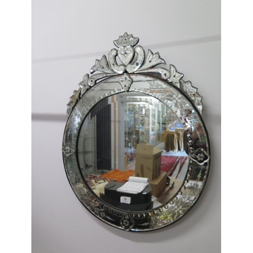 38 - A Venetian style etched mirror, 73cm x 58cm, in good condition, some spotting to mirror