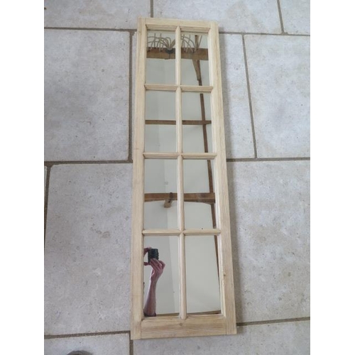 38A - A pine window mirror, 128cm x 36cm