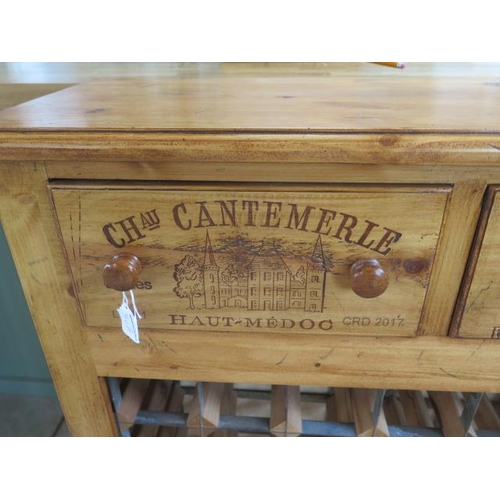 46A - A new pine 70 bottle wine rack with three wine box front drawers made by a local craftsman to a high... 