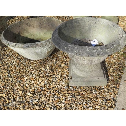 49 - A stone effect concrete planter and urn, urn 43cm tall x 53cm diameter