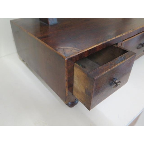 52 - A 19th century inlaid mahogany toilet mirror with three drawers on turned feet, 48cm tall x 51cm x 2... 