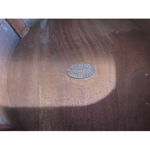 66 - A circa 1900's mahogany plant stand, bares a label for F Thomas, Cabinet maker 'Halesowen', 93cm tal... 