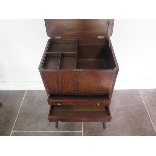 79 - A mahogany work box with a lift up top and two drawers, 69cm tall x 43cm x 34cm