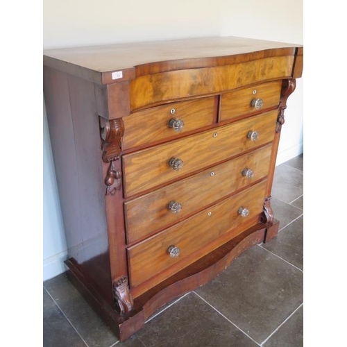 86 - A Victorian mahogany Scottish chest with a serpentine fronted drawer above five further drawers on a... 