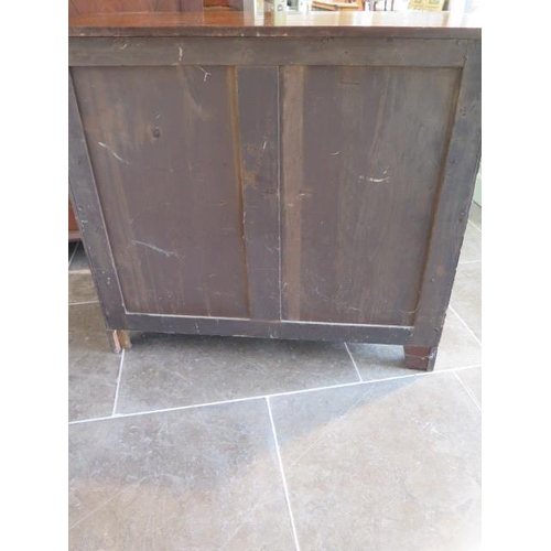 88 - A 19th century mahogany five drawer chest on bracket feet, 99cm tall x 109cm x 54cm, some age relate... 