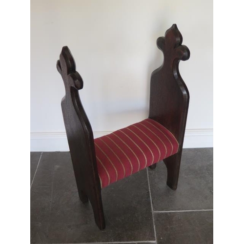89 - A 19th century gothic style oak stool, 80cm tall x 46cm x 23cm, in good condition