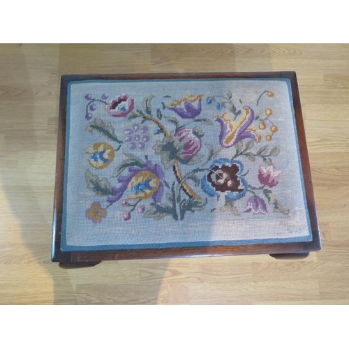 96 - A mahogany stool with cabriole legs, needlework seat, some wear to needlepoint otherwise good, 48cm ... 