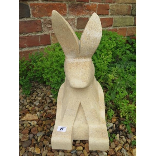 21 - A hand carved limestone stylised rabbit made by a Cambridgeshire based stone carver, 43cm tall x 19c... 