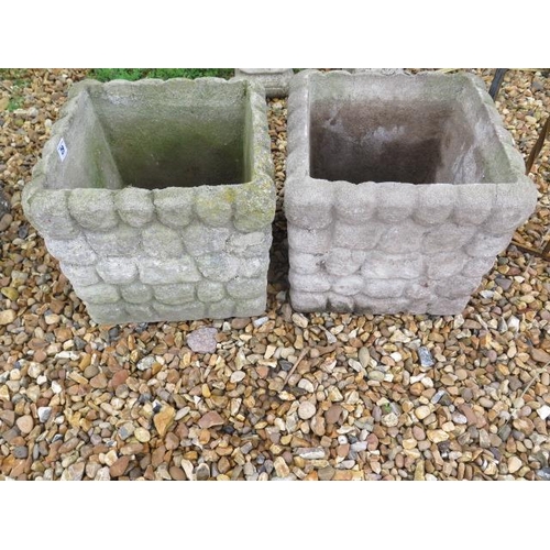29 - A pair of stone effect square planters, 30cm tall x 33cm