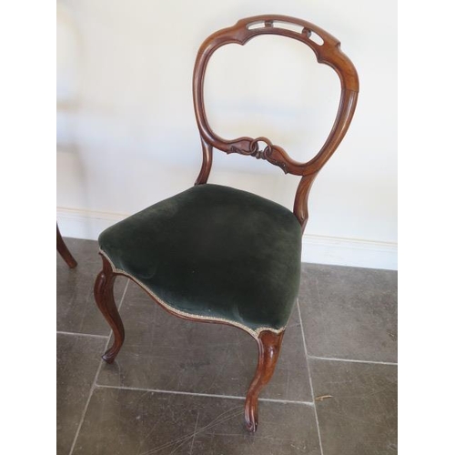 53 - A set of four rosewood Victorian balloon back dining chairs with reupholstered seats, in good condit... 