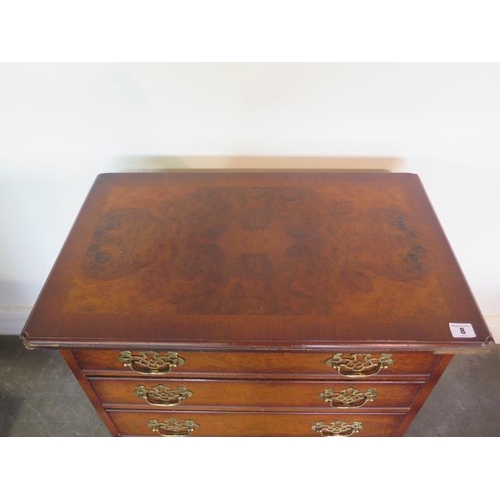 8 - A walnut style four drawer Georgian chest, 72cm tall x 65cm x 40cm