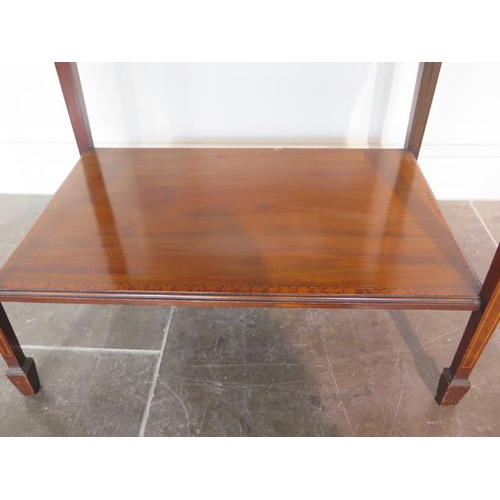 80 - An Edwardian inlaid mahogany bijouterie display table with a drop down door, in generally good condi... 