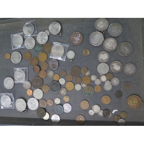 870 - A collection of assorted coins including four Victorian crowns and a George III crown