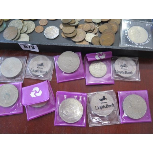 872 - A collection of mainly English coinage including commemorative and a Memorial half dollar