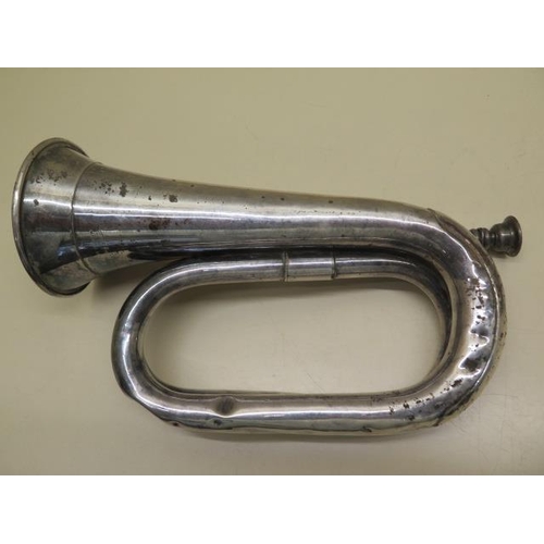 943 - A silver plated Boosey and Hawkes bugle engraved Sheffield from the city to The ship 1946, HMS Sheff... 