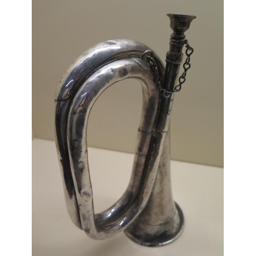 943 - A silver plated Boosey and Hawkes bugle engraved Sheffield from the city to The ship 1946, HMS Sheff... 