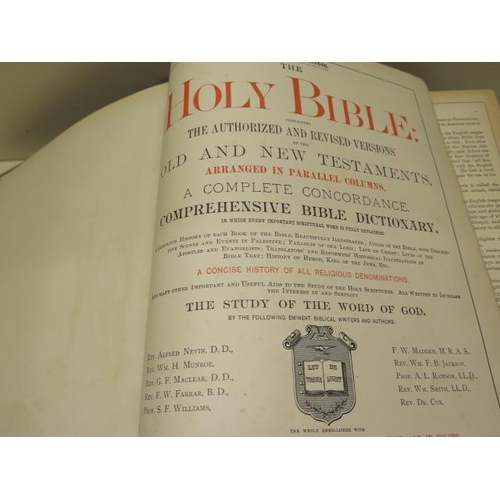 982 - A large Parallel Bible The Old and New versions in parallel columns with coloured illustrations, The... 