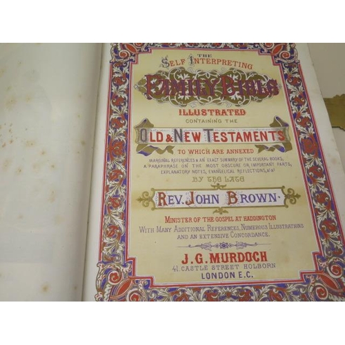 983 - A Victorian Family Bible by the late Rev John Brown published by JG Murdoch, 10cm x 34cm x 27cm, gen... 