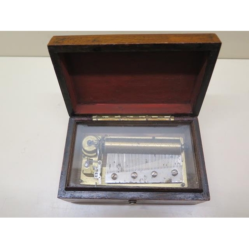 A Thorens music box playing Four Airs, 16cm x 10cm x 8cm, in working order
