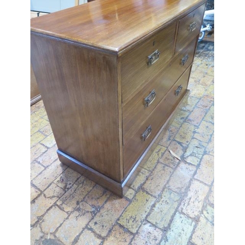 79 - A circa 1900s Arts and Crafts scumble finish chest of two over three drawers on a plinth base, 81cm ... 