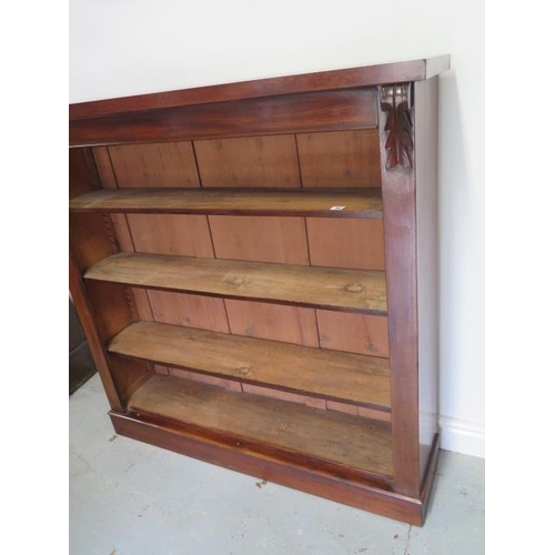 86 - A Victorian mahogany open bookcase with adjustable shelves in polished condition, 117cm tall x 116cm... 