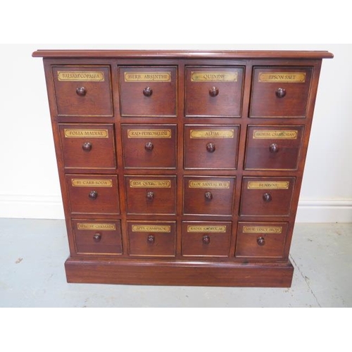 90 - A mahogany 16 drawer chemist apothecary chest, made by a local craftsman to a high standard, 78cm ta... 