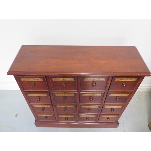 90 - A mahogany 16 drawer chemist apothecary chest, made by a local craftsman to a high standard, 78cm ta... 