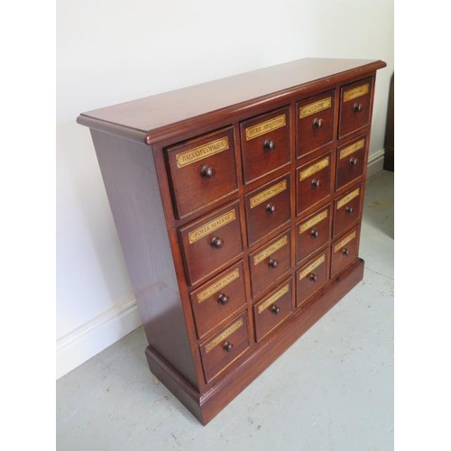 90 - A mahogany 16 drawer chemist apothecary chest, made by a local craftsman to a high standard, 78cm ta... 