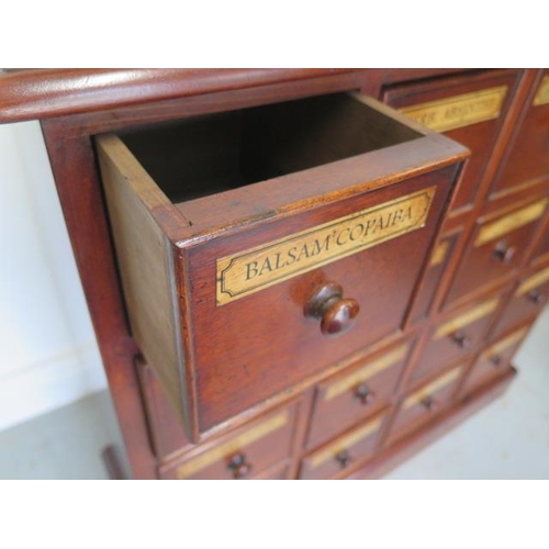 90 - A mahogany 16 drawer chemist apothecary chest, made by a local craftsman to a high standard, 78cm ta... 