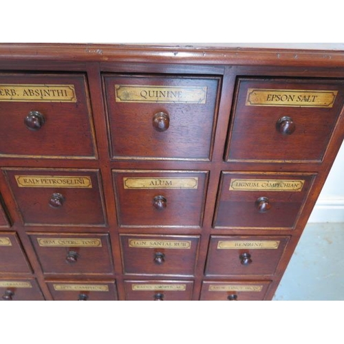 90 - A mahogany 16 drawer chemist apothecary chest, made by a local craftsman to a high standard, 78cm ta... 