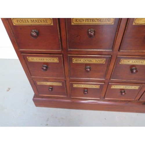 90 - A mahogany 16 drawer chemist apothecary chest, made by a local craftsman to a high standard, 78cm ta... 