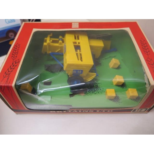 906 - Five boxed Britains Ltd farm implements and tractor, a boxed Corgi Gas Escort van and a Matchbox 75 ... 