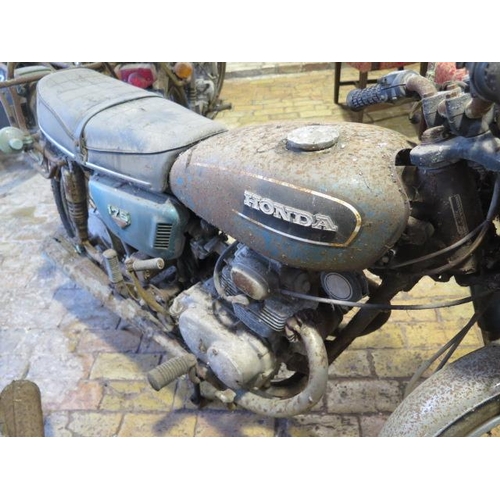 3 - A Honda 175cc 1973 vintage motorcycle, reg PKL 22M, in need of restoration with vehicle registration... 