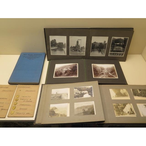 945 - Three photograph albums, two cards of Cambridge College emblems and book 'We also served' the story ... 