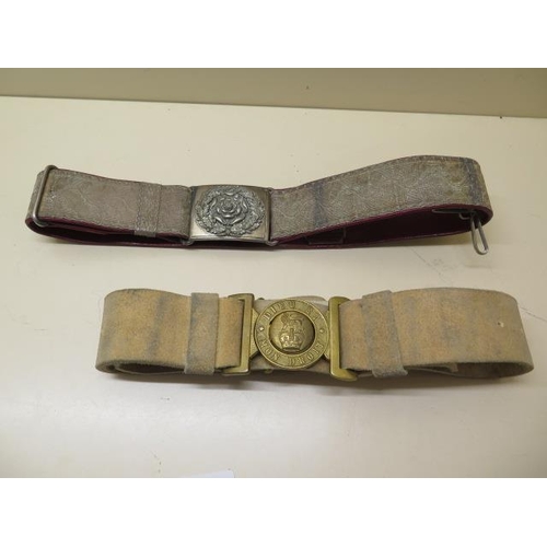 946 - Two belts and buckles, silver work belt with plated buckle of the Lord Lieutenant