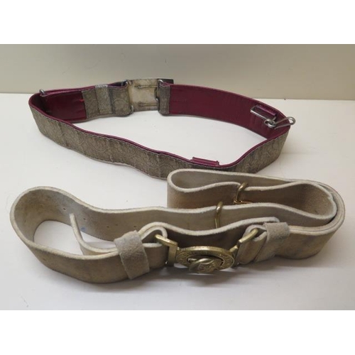 946 - Two belts and buckles, silver work belt with plated buckle of the Lord Lieutenant