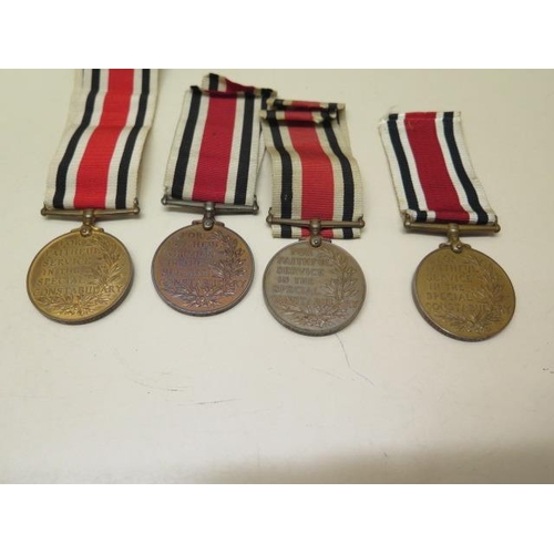 948 - Four Special Constabulary medals Inspector George A Abey; William H Mortimore; John Kingsmill; Rolan... 