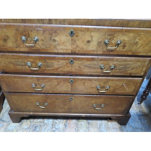 102 - A Georgian and later walnut four drawer chest on bracket feet, 101cm tall x 110cm x 53cm