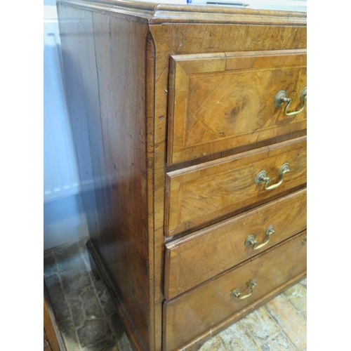 102 - A Georgian and later walnut four drawer chest on bracket feet, 101cm tall x 110cm x 53cm